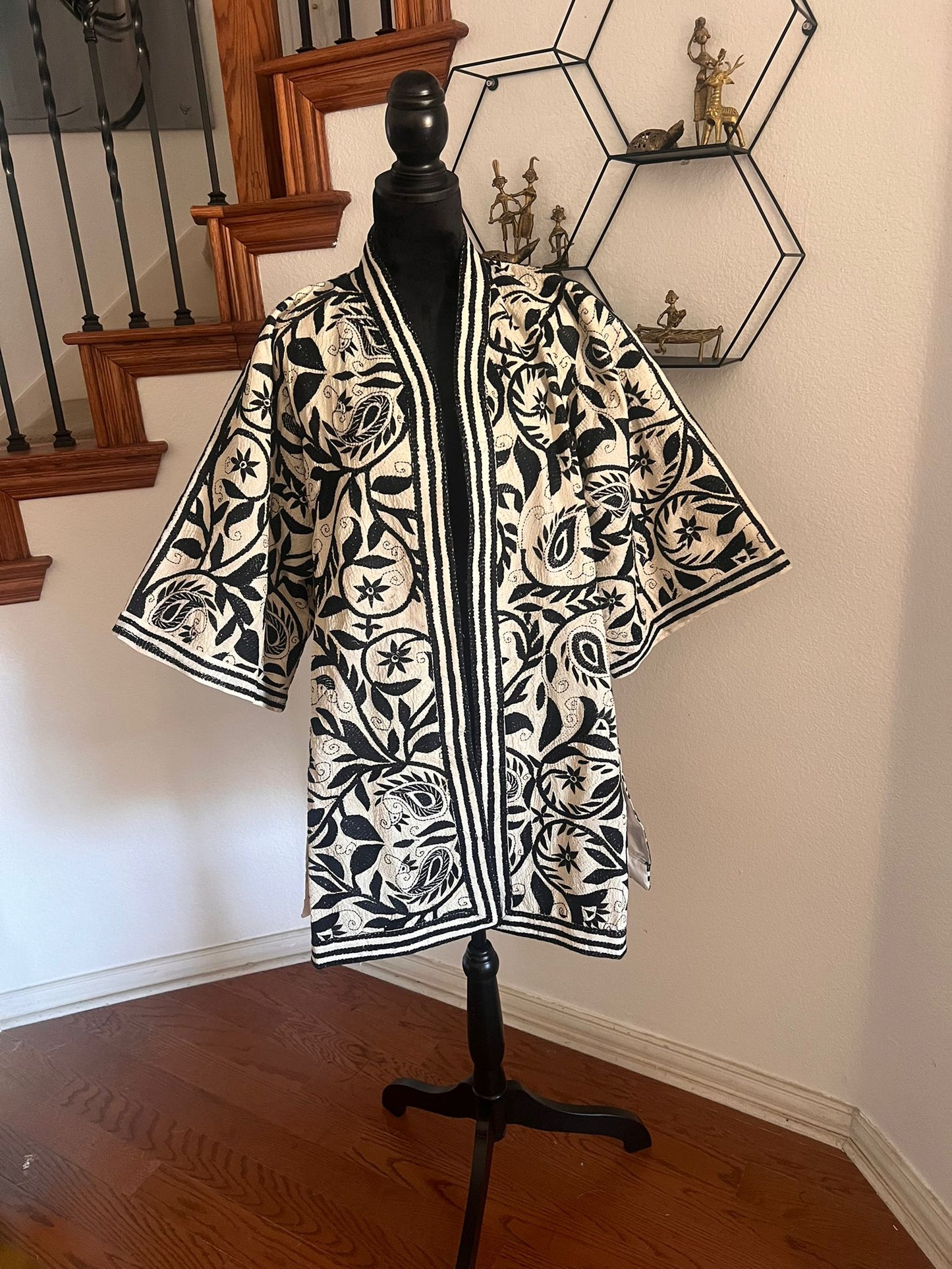 Nakshi Kantha Black and White Kimono