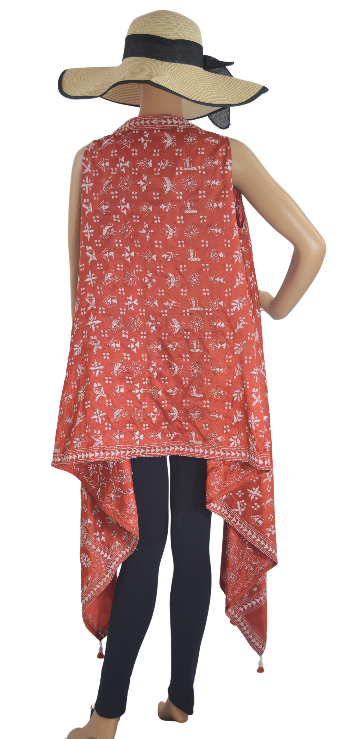 Orange Nakshi Kantha Cape One Size