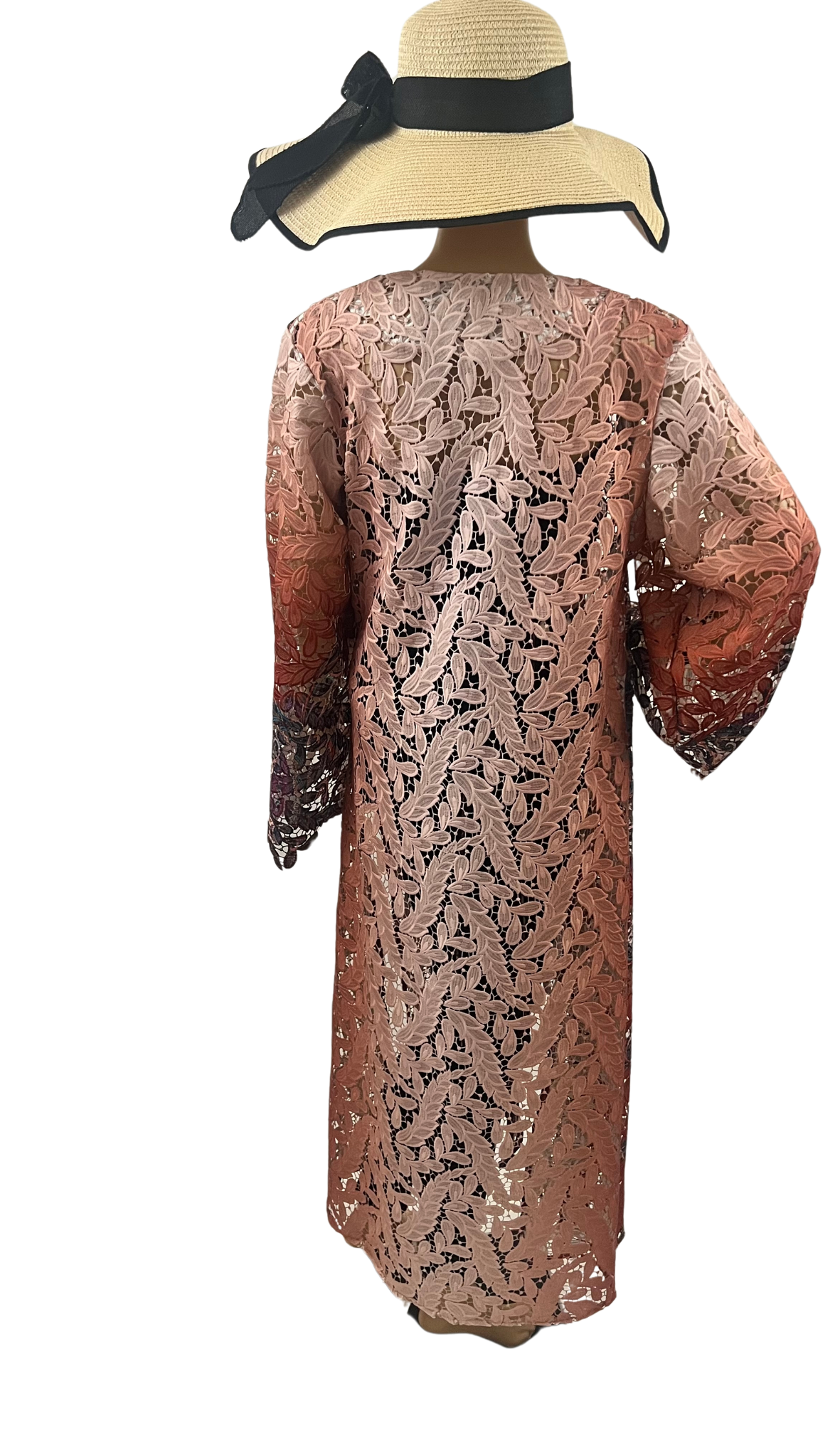 Long Cutwork Cape with matching Belt - Rust