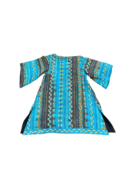 Nakshi Katha Kimono in turquoise and black