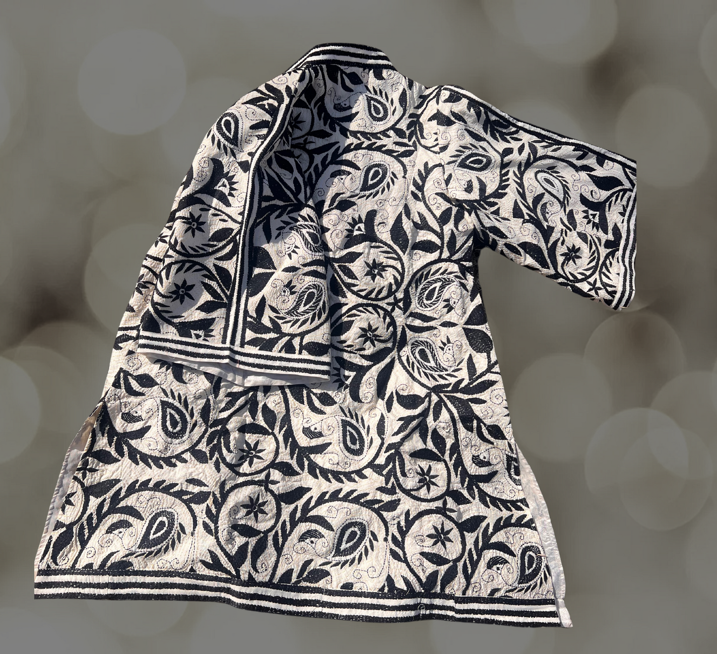 Nakshi Kantha Black and White Kimono