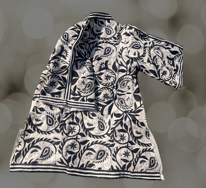 Nakshi Kantha Black and White Kimono
