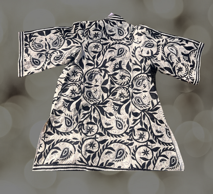 Nakshi Kantha Black and White Kimono